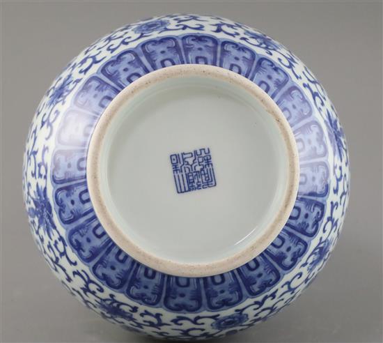 A Chinese blue and white bottle vase, Daoguang seal mark but later, H. 29cm
